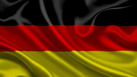 A high-definition desktop wallpaper featuring the German flag, displaying bold black, red, and yellow stripes against a silky, flowing background.