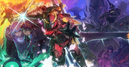 Dynamic HD wallpaper featuring characters from the anime Tengen Toppa Gurren Lagann, showcasing vibrant colors and action-packed scenes with iconic mecha and emotional moments.