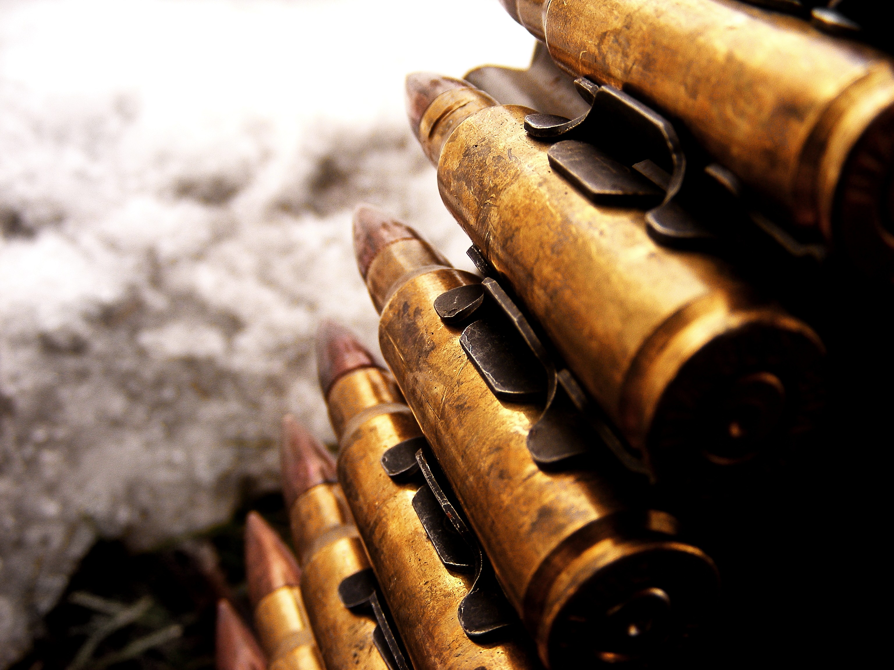 Machine gun bullet shells.