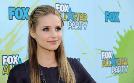 HD PC desktop wallpaper featuring American actress and celebrity Dianna Agron at a Fox All-Star Party event.