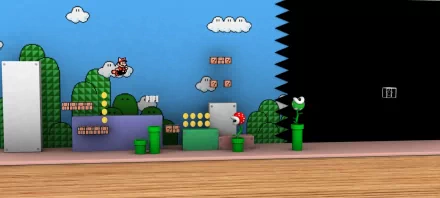 HD desktop wallpaper featuring a vibrant scene from Super Mario Bros. 3, showcasing iconic elements like pipes, coins, and enemies against a colorful background.