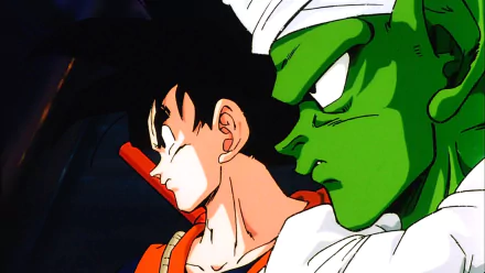 HD PC desktop wallpaper featuring Piccolo and Goku from Dragon Ball Z: Super Butoden 2 video game in a close-up side profile view.
