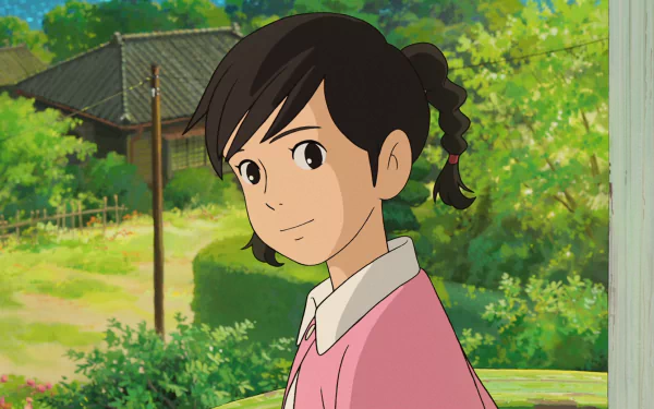 HD desktop wallpaper featuring a character from From Up On Poppy Hill against a vibrant, pastoral backdrop.