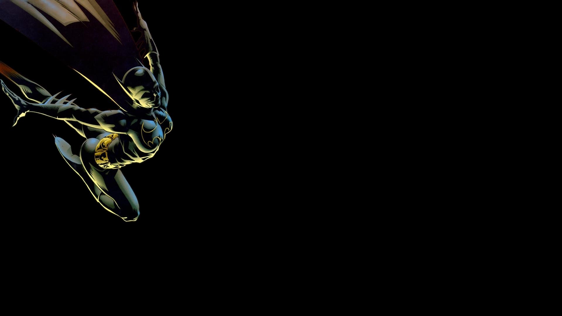 A dynamic HD wallpaper featuring Batgirl in action, surrounded by a sleek black background. This vibrant comic-inspired design adds an adventurous touch to any desktop.
