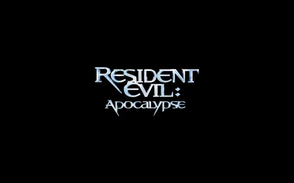 HD desktop wallpaper featuring the title logo of the movie Resident Evil: Apocalypse on a black background.