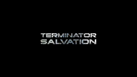 The image features the title Terminator Salvation, presented in a bold, metallic font against a black background, serving as an HD desktop wallpaper and background for fans of the movie.