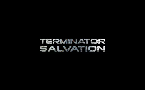 The image features the title Terminator Salvation, presented in a bold, metallic font against a black background, serving as an HD desktop wallpaper and background for fans of the movie.