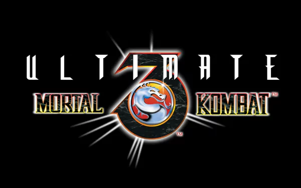 HD PC desktop wallpaper featuring the logo of the video game Ultimate Mortal Kombat 3 with bold text and the iconic dragon symbol.