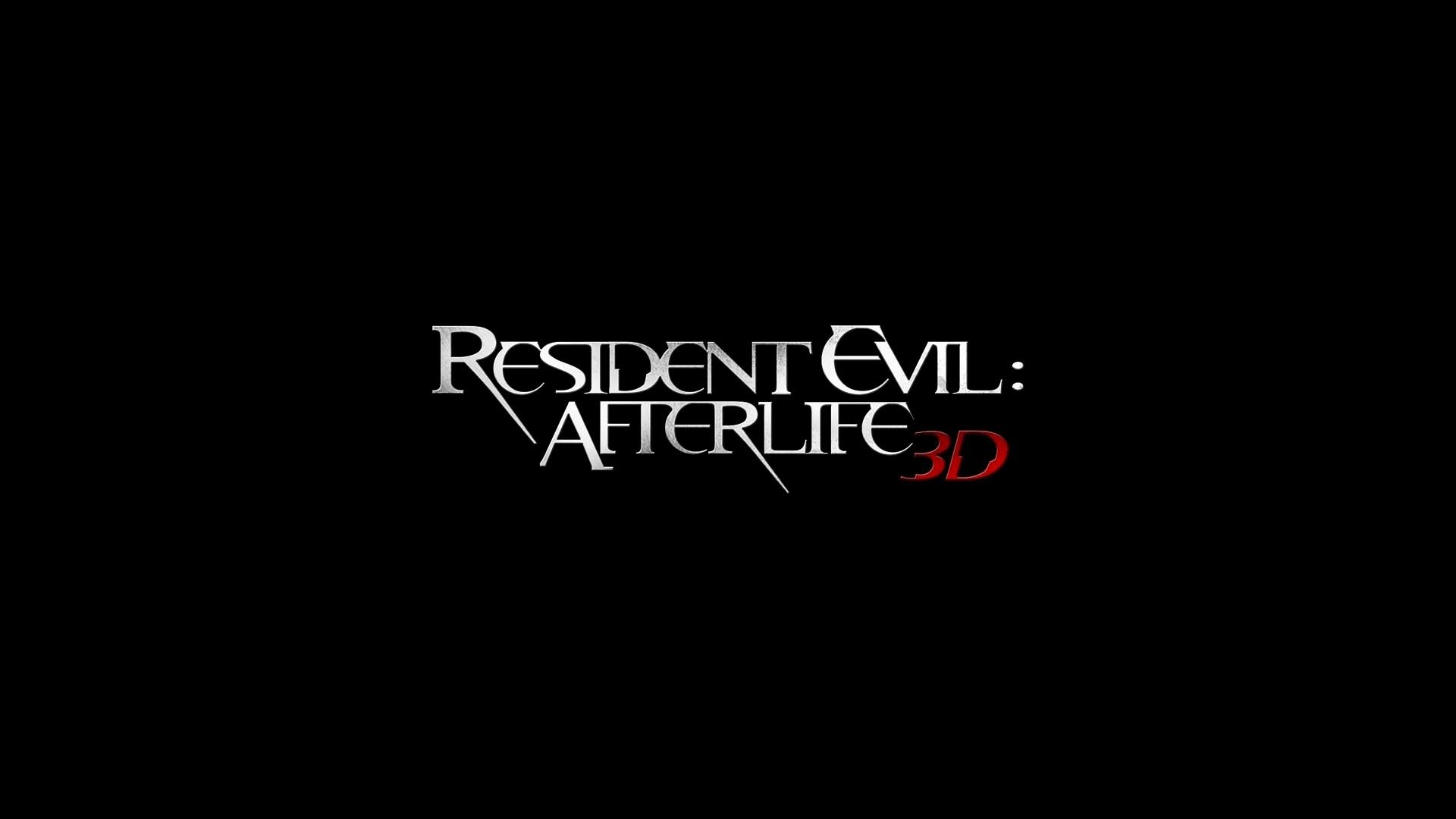 HD PC desktop wallpaper featuring the Resident Evil: Afterlife 3D movie logo on a black background.