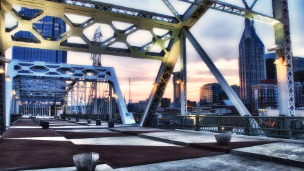 man made John Seigenthaler Pedestrian Bridge HD Desktop Wallpaper | Background Image