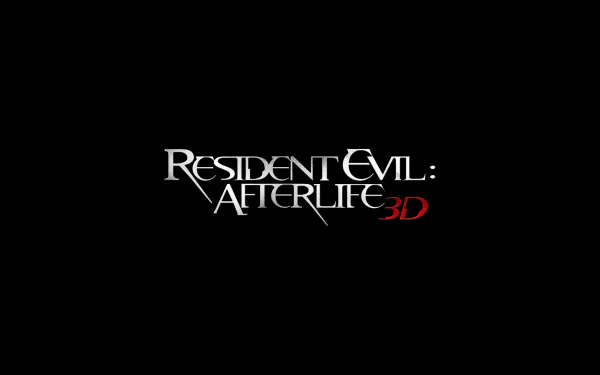 HD PC desktop wallpaper featuring the Resident Evil: Afterlife 3D movie logo on a black background.