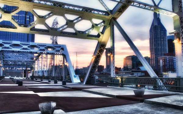 man made John Seigenthaler Pedestrian Bridge HD Desktop Wallpaper | Background Image