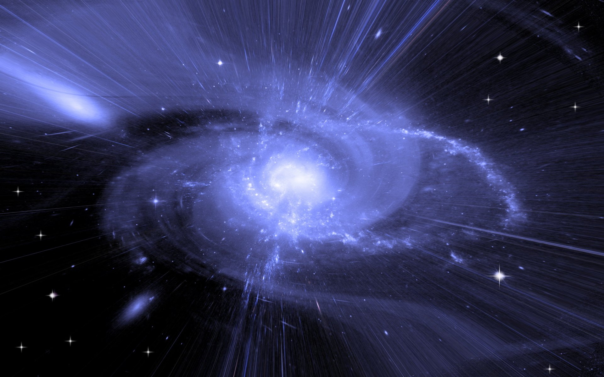 A mesmerizing HD wallpaper featuring a vibrant blue galaxy, capturing the essence of sci-fi with swirling stars and the powerful allure of a black hole in the cosmos.