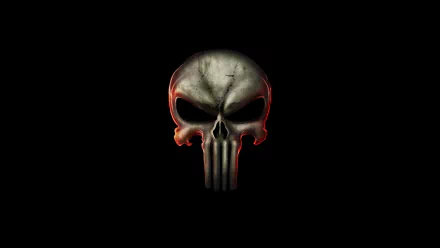 HD desktop wallpaper featuring the Punisher skull logo from the comic series, set against a black background.