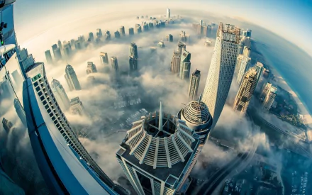 fog sheikh zayed avenue emirates man made Dubai HD Desktop Wallpaper | Background Image
