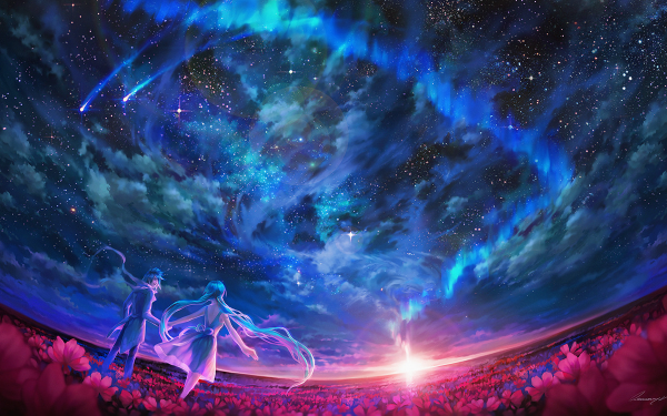 Anime Soul Land Flower Cloud Sky Landscape Blue Hair Long Hair Sun Douluo Dalu HD Wallpaper | Background Image