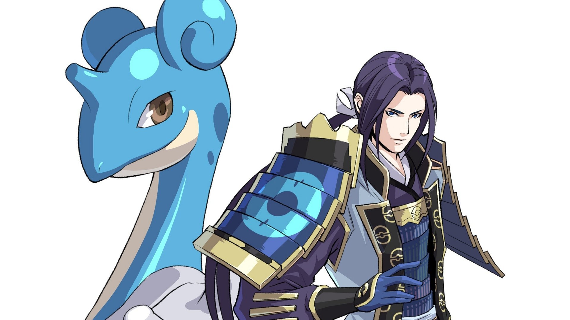 HD PC desktop wallpaper featuring a character and Lapras from the video game Pokémon: Conquest.