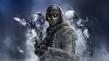 HD wallpaper featuring characters from Call of Duty: Modern Warfare 2, showcasing a tactical scene with soldiers in combat gear surrounded by smoke.