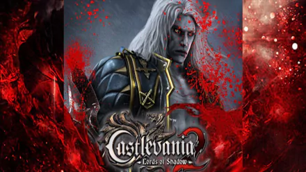 HD PC desktop wallpaper featuring a dark, detailed character from Castlevania: Lords of Shadow 2, surrounded by red and black tones with the game title prominently displayed.