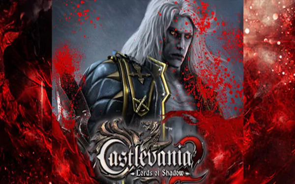 HD PC desktop wallpaper featuring a dark, detailed character from Castlevania: Lords of Shadow 2, surrounded by red and black tones with the game title prominently displayed.