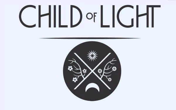 HD PC desktop wallpaper featuring the logo and emblem of the video game Child of Light against a light background.