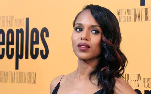 2K Quad HD desktop wallpaper featuring an American actress and celebrity posing against a yellow film premiere backdrop.