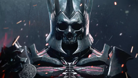 Eredin Bréacc Glas, the formidable antagonist from The Witcher 3: Wild Hunt, is depicted here in an intense, dramatic 8K Ultra HD wallpaper, showcasing his skeletal visage and imposing armor.