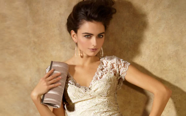 handbag dress brunette model woman Darla Baker HD Desktop Wallpaper | Background Image