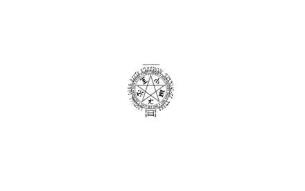 A minimalistic HD PC desktop wallpaper featuring the Hellsing anime magic seal symbol on a white background.
