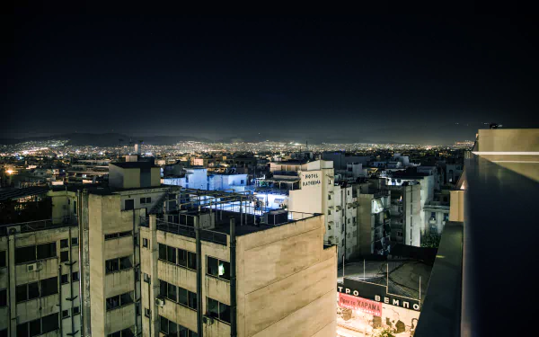 night Greece man made city HD Desktop Wallpaper | Background Image