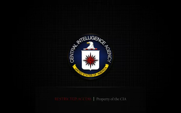 HD desktop wallpaper featuring the Central Intelligence Agency (CIA) military logo with a dark background and subtle grid pattern.