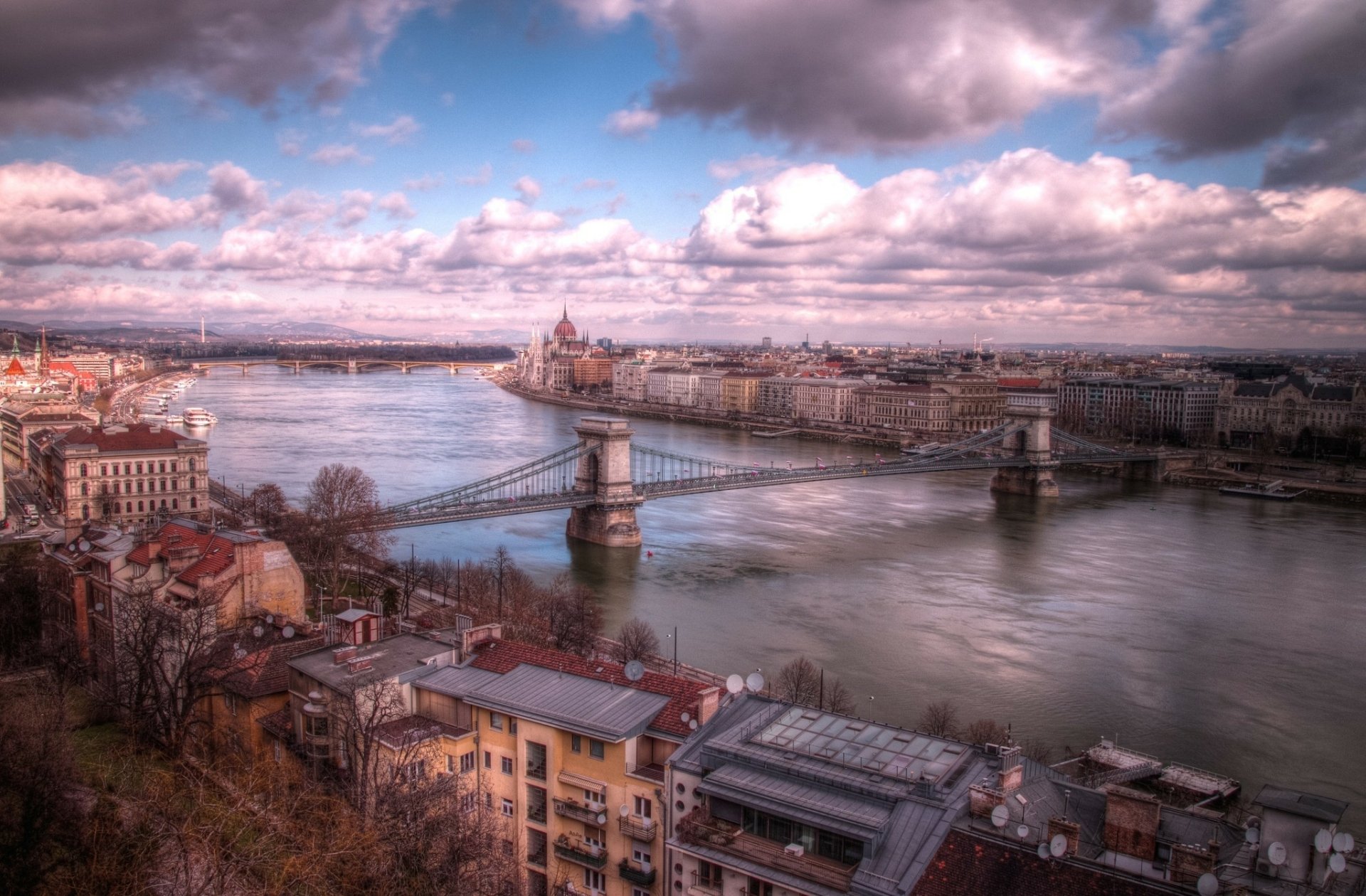 Download Chain Bridge Bridge Danube Hungary Man Made Budapest HD Wallpaper