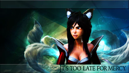 Ahri from League of Legends, depicted in a dynamic HD artwork, serves as a striking video game wallpaper with vibrant colors and captivating elements.