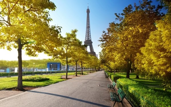 Hecho por el hombre Torre Eiffel Monumentos París Alley Otoño Sunlight Francia Fondo de pantalla HD | Fondo de Escritorio