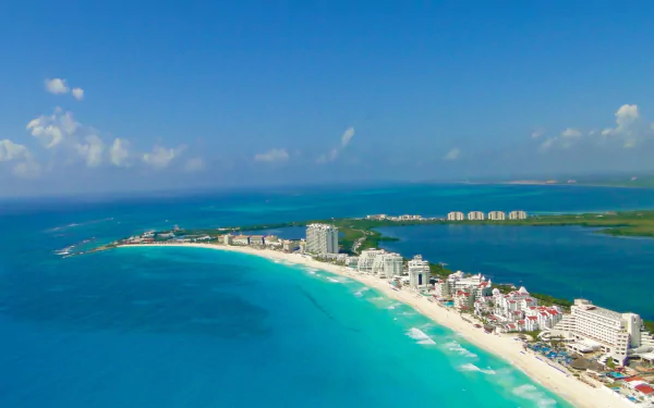  Cancún on the Yucatán Peninsula is a beachfront strip of high-rise hotels, nightclubs and resorts