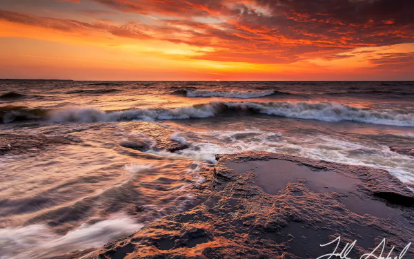 seashore nature sunset HD Desktop Wallpaper | Background Image