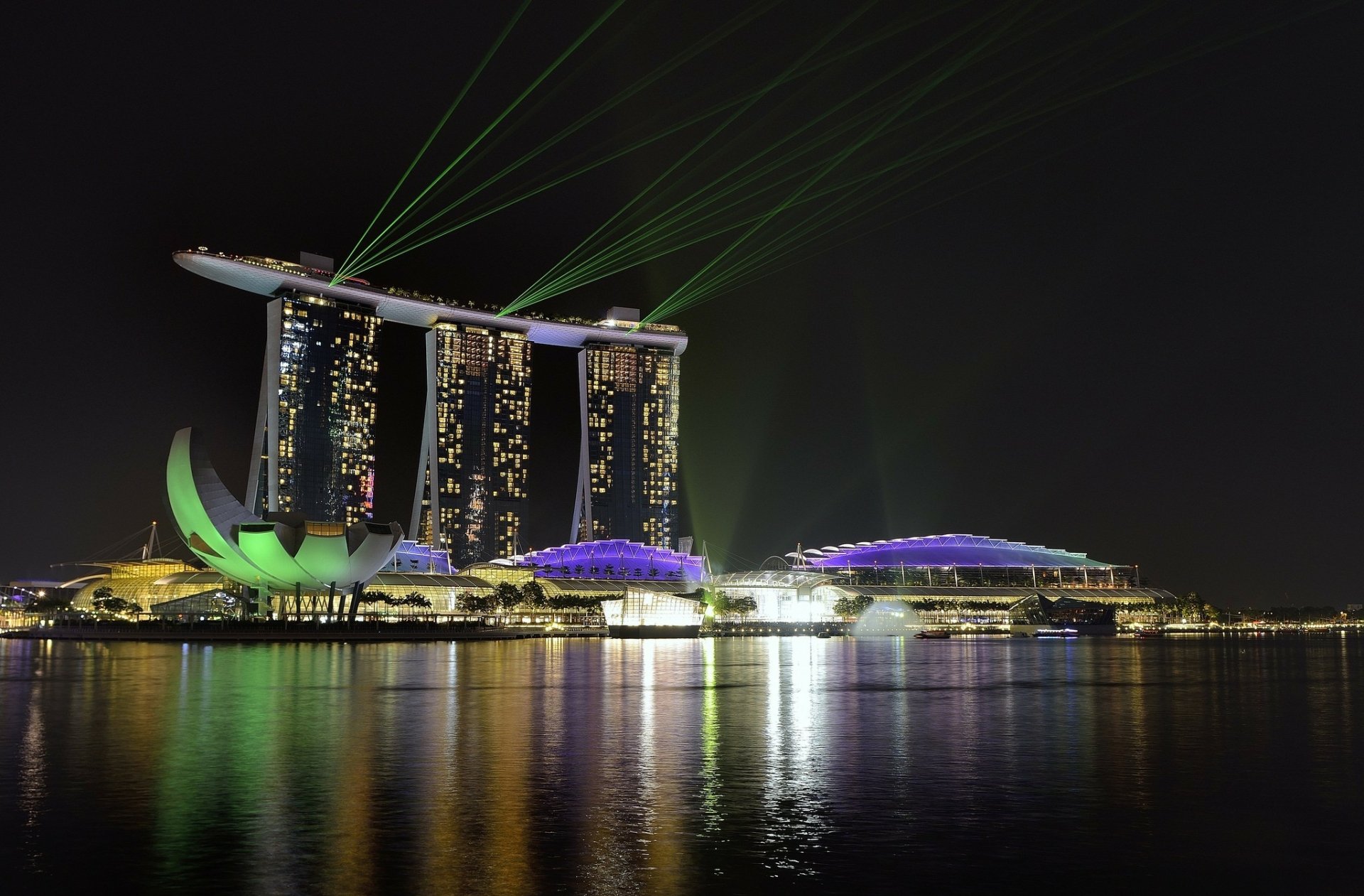 Download Night Marina Bay Man Made Singapore HD Wallpaper
