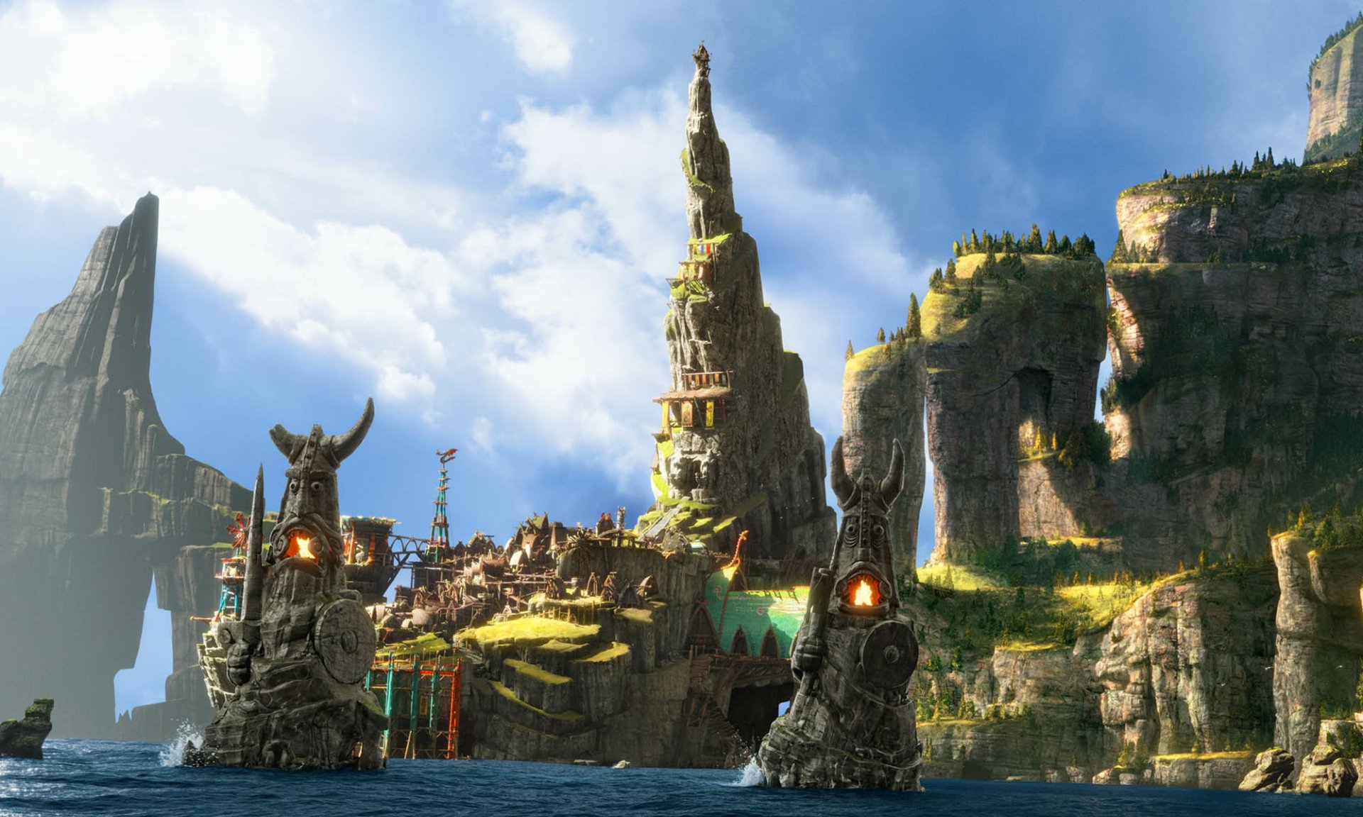 Download City Fantasy Movie How To Train Your Dragon 2 HD Wallpaper