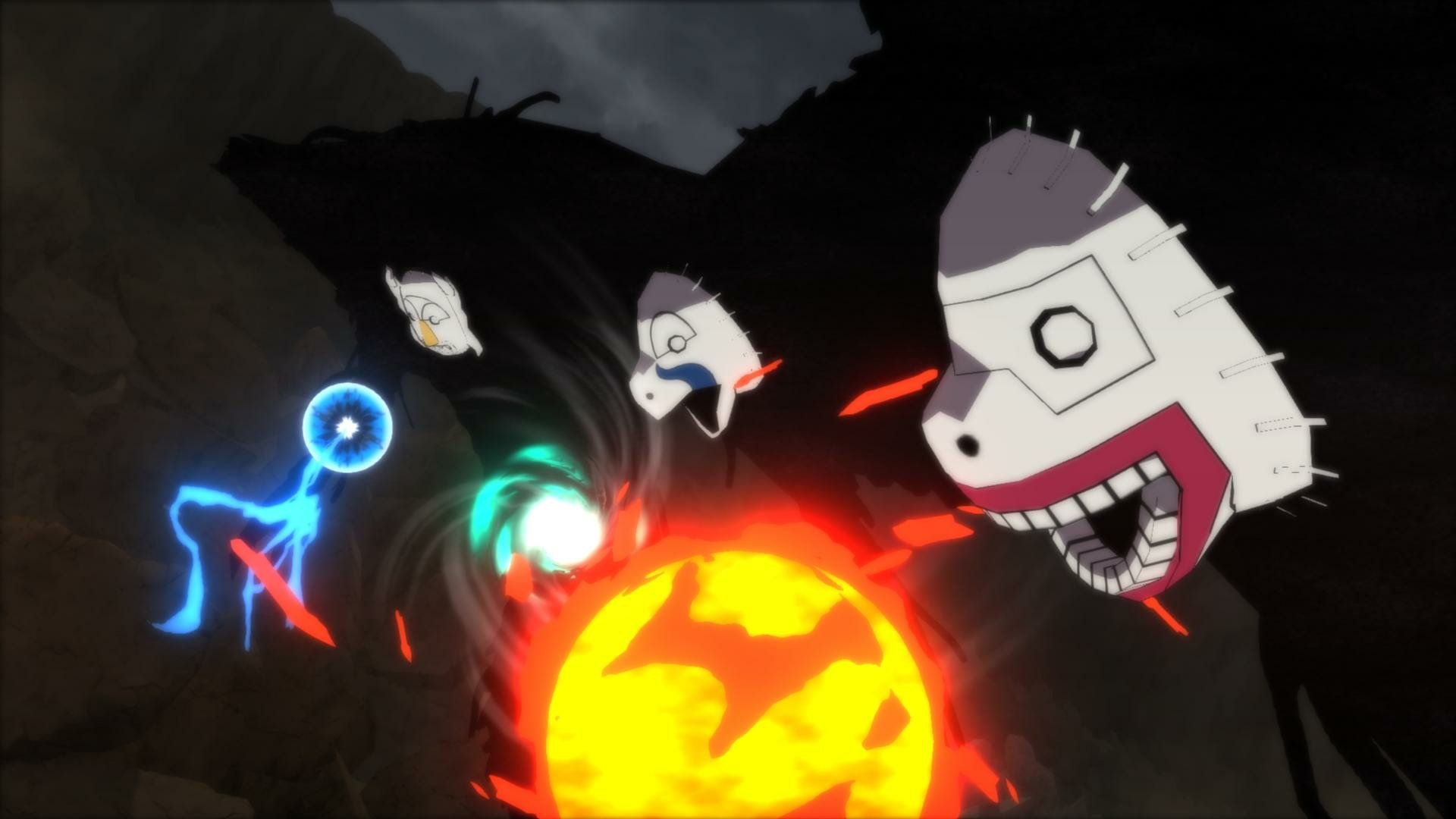 HD PC desktop wallpaper featuring Hidan and Kakuzu from Naruto in dynamic action scenes from the video game Naruto Shippuden: Ultimate Ninja Storm Revolution.