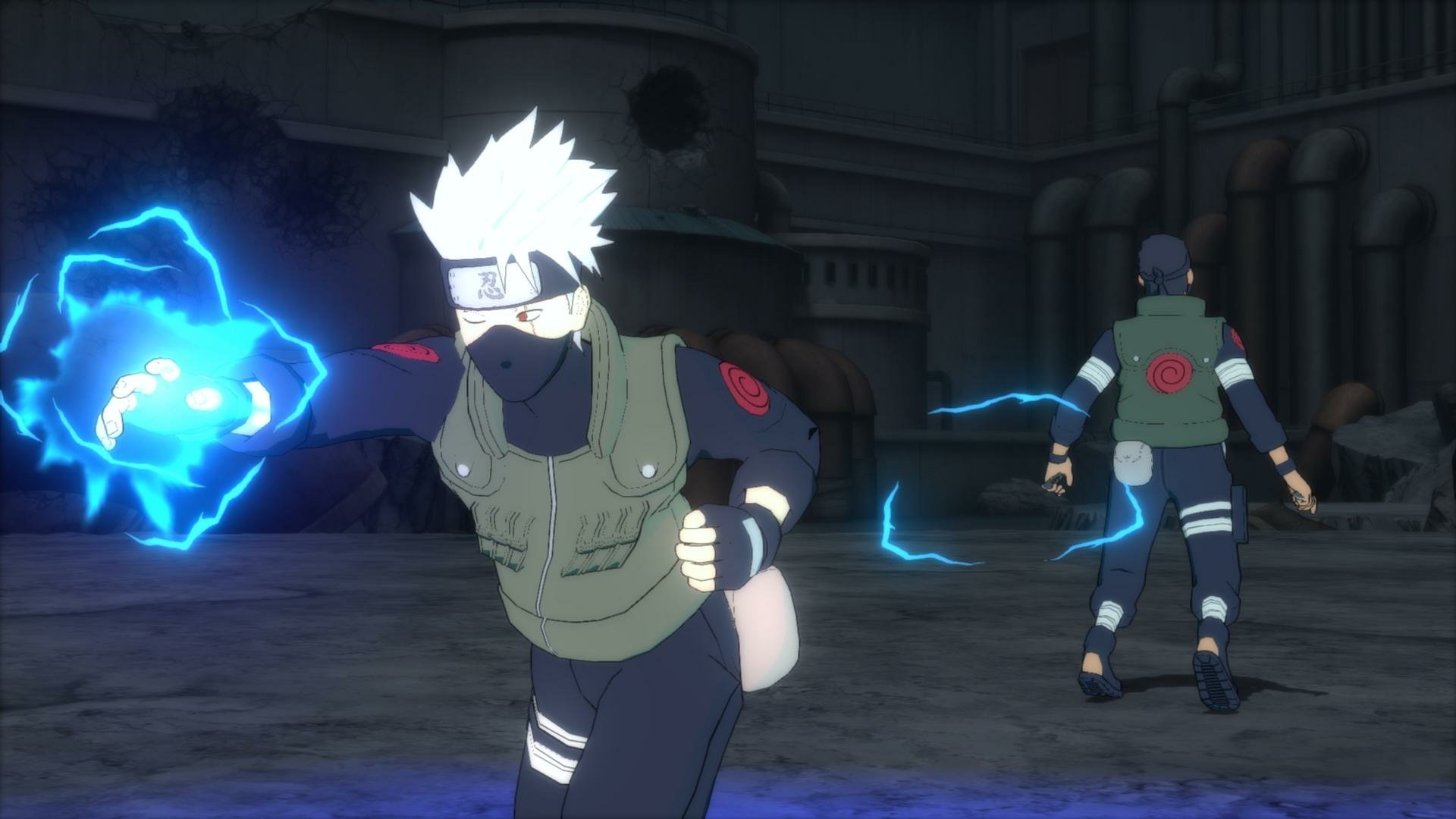 Kakashi Hatake unleashes lightning chakra in this dynamic HD wallpaper from Naruto Shippuden: Ultimate Ninja Storm Revolution, showcasing intense action and vibrant colors.