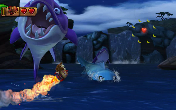 HD wallpaper of Donkey Kong Country: Tropical Freeze with characters in underwater action scene.