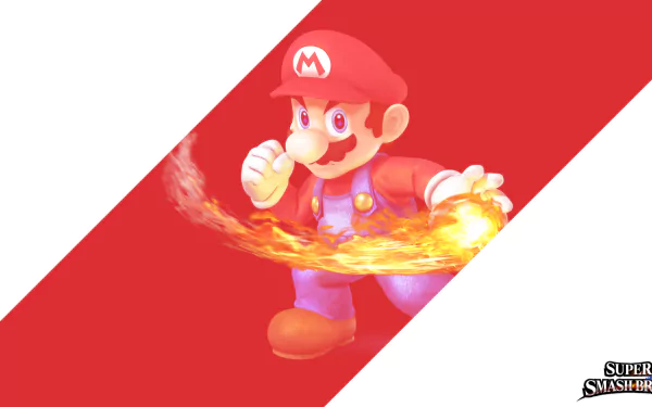 Mario unleashes a fiery attack in this vibrant HD wallpaper from Super Smash Bros. for Nintendo 3DS and Wii U, showcasing iconic video game action.