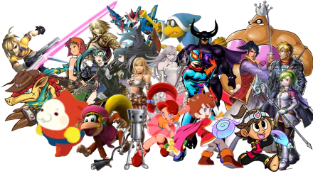HD desktop wallpaper featuring an assortment of characters from Super Smash Bros. for Nintendo 3DS and Wii U.