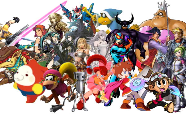 HD desktop wallpaper featuring an assortment of characters from Super Smash Bros. for Nintendo 3DS and Wii U.