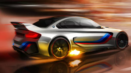 A dynamic HD wallpaper featuring a sleek BMW sports car from Gran Turismo 6, captured in motion with vibrant colors and motion blur, embodying speed and excitement.