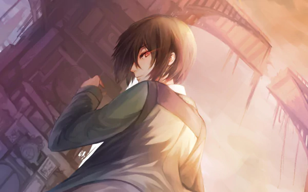 HD desktop wallpaper featuring Touka Kirishima from Tokyo Ghoul, with a dramatic, sunset-hued background.