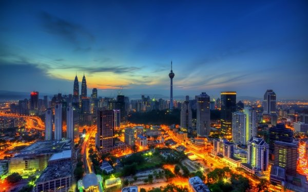 Man Made Kuala Lumpur Cities Malaysia Petronas Towers Twilight Night HD Wallpaper | Background Image