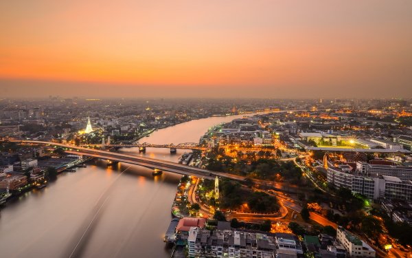 Man Made Bangkok Cities Thailand Evening Sunset HD Wallpaper | Background Image