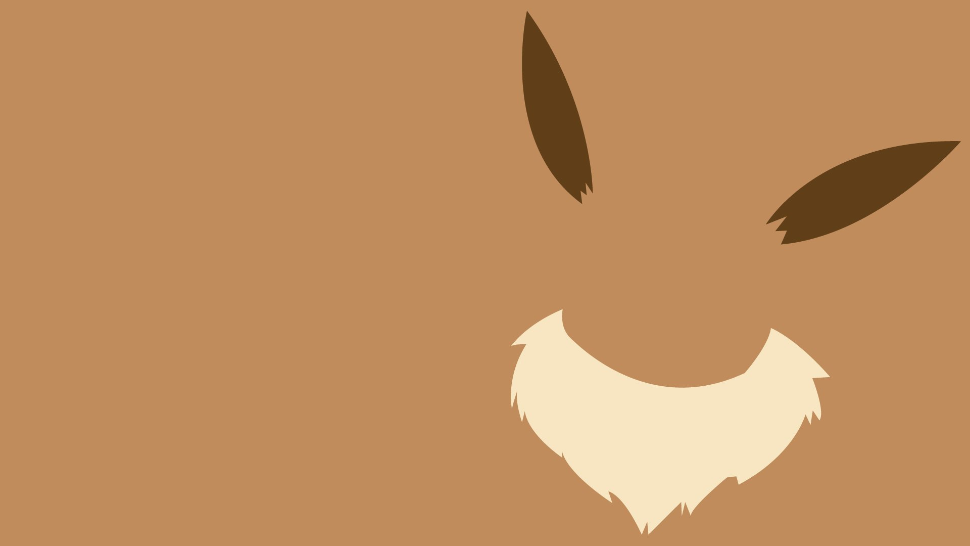 Minimalist HD PC desktop wallpaper featuring Eevee from Pokémon, showcasing simple shapes and colors inspired by Eeveelutions in a clean, gaming-themed design.