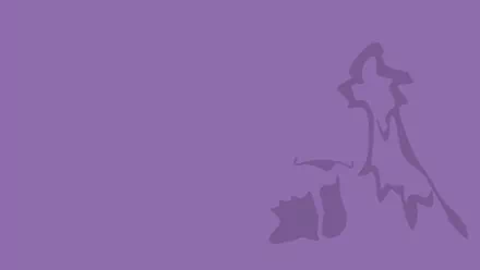 Minimalist gaming HD PC desktop wallpaper: purple Muk (Pokémon) silhouette on a simple two-tone purple background, clean minimalist video game art.